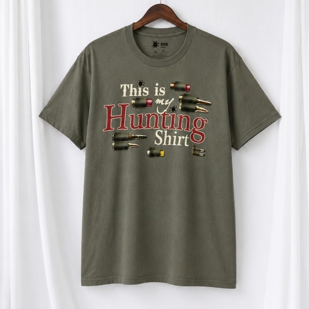 Mens XL Hunting Shirt Green Ammo Bullet Graphic Tee 2nd Amendment Cotton